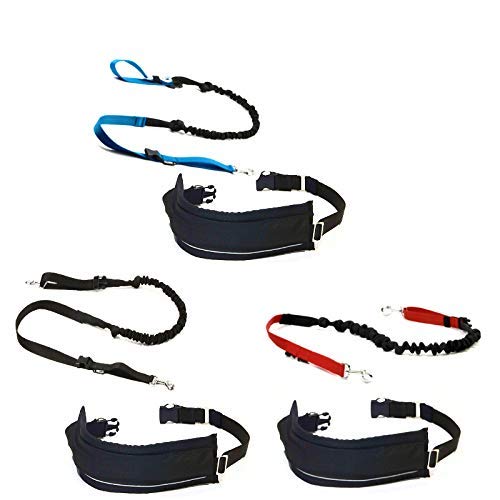 3RD-POLE Geschenkkoffer. Unverzichtbar für Sie und Ihren Hund: Freihändiges Set mit Gürtel + Leine, Stoßdämpfer, 2 – 2,5 m: Joggen, Laufen, Spaziergang (L: harte Stoßdämpfer 30 kg, Rot) von 3RD-POLE