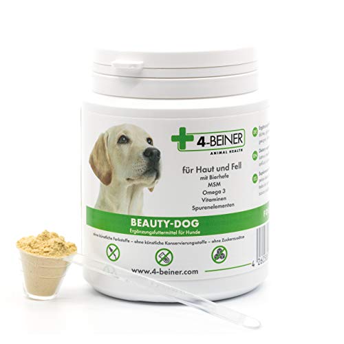 4-BEINER Beauty-Dog - Multi-Vitamine für Hunde mit MSM, Omega 3, Vitamin B-Komplex, Vitamin C, Biotin, Bierhefe, Mariendistel, Schwarzkümmelöl, Zink, Jod, Selen von 4-BEINER ANIMAL HEALTH