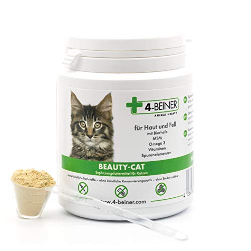 4-BEINER Beauty-CAT, Multi-Vitamine & Mineralien für Katzen für glänzendes Fell, Vitalität & Wohlbefinden mit Omega 3, MSM, Vitamin B & C, Zink etc. von 4-BEINER ANIMAL HEALTH