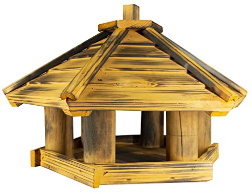 Vogelhaus zum Aufhängen - Vogelfutterhaus ohne Ständer - Futterhaus für Vögel - Vogelhäuser aus Holz - robuster Vogelhäuschen für Garten und Balkon - 35,5x44x40 cm von 4IQ Group