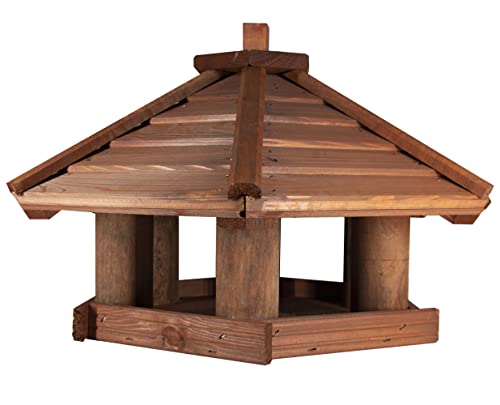 Vogelhaus zum Aufhängen - Vogelfutterhaus ohne Ständer - Futterhaus für Vögel - Vogelhäuser aus Holz - robuster Vogelhäuschen für Garten und Balkon - 35,5x44x40 cm von 4IQ Group