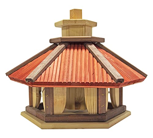 Vogelhaus zum Aufhängen - Vogelfutterhaus ohne Ständer - Futterhaus für Vögel - Vogelhäuser aus Holz - robuster Vogelhäuschen für Garten und Balkon - 38x38,5x33,5 cm von 4IQ Group