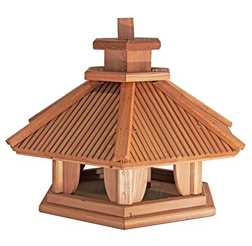 Vogelhaus zum Aufhängen - Vogelfutterhaus ohne Ständer - Futterhaus für Vögel - Vogelhäuser aus Holz - robuster Vogelhäuschen für Garten und Balkon - 39x38,5x33,5 cm von 4IQ Group