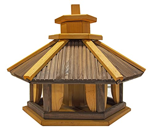 Vogelhaus zum Aufhängen - Vogelfutterhaus ohne Ständer - Futterhaus für Vögel - Vogelhäuser aus Holz - robuster Vogelhäuschen für Garten und Balkon - 39x38,5x33,5 cm von 4IQ Group