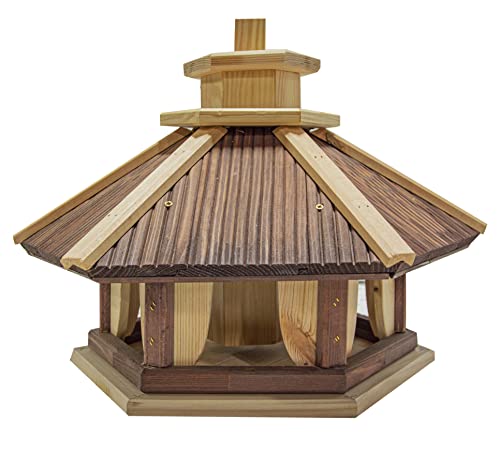 Vogelhaus zum Aufhängen - Vogelfutterhaus ohne Ständer - Futterhaus für Vögel - Vogelhäuser aus Holz - robuster Vogelhäuschen für Garten und Balkon - 39x39x33,5 cm von 4IQ Group