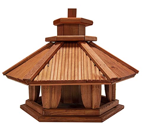 Vogelhaus zum Aufhängen - Vogelfutterhaus ohne Ständer - Futterhaus für Vögel - Vogelhäuser aus Holz - robuster Vogelhäuschen für Garten und Balkon - 39x39x34 cm von 4IQ Group