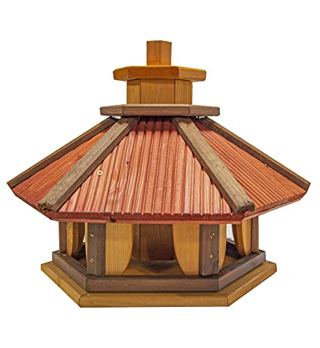 Vogelhaus zum Aufhängen - Vogelfutterhaus ohne Ständer - Futterhaus für Vögel - Vogelhäuser aus Holz - robuster Vogelhäuschen für Garten und Balkon - 39x39x34 cm von 4IQ Group