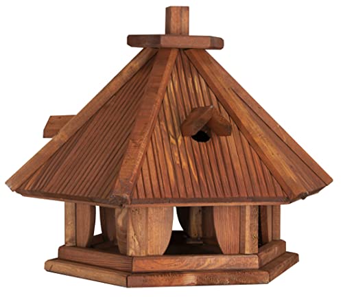 Vogelhaus zum Aufhängen - Vogelfutterhaus ohne Ständer - Futterhaus für Vögel - Vogelhäuser aus Holz - robuster Vogelhäuschen für Garten und Balkon - 40,5x34x39 cm von 4IQ Group