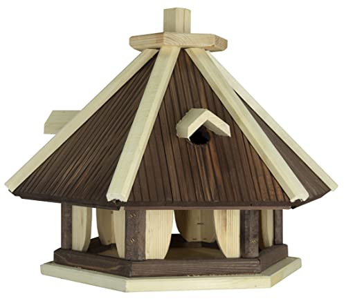 Vogelhaus zum Aufhängen - Vogelfutterhaus ohne Ständer - Futterhaus für Vögel - Vogelhäuser aus Holz - robuster Vogelhäuschen für Garten und Balkon - 40x34x39 cm von 4IQ Group