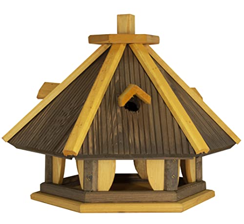 Vogelhaus zum Aufhängen - Vogelfutterhaus ohne Ständer - Futterhaus für Vögel - Vogelhäuser aus Holz - robuster Vogelhäuschen für Garten und Balkon - 40x34x39 cm von 4IQ Group