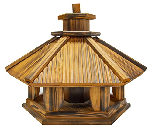 Vogelhaus zum Aufhängen - Vogelfutterhaus ohne Ständer - Futterhaus für Vögel - Vogelhäuser aus Holz - robuster Vogelhäuschen für Garten und Balkon - 41,5x43,5x37,5 cm von 4IQ Group