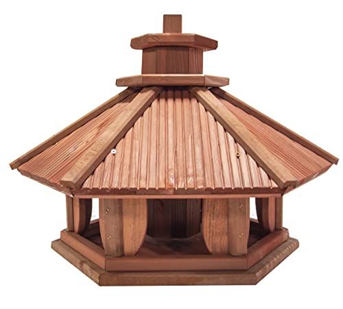 Vogelhaus zum Aufhängen - Vogelfutterhaus ohne Ständer - Futterhaus für Vögel - Vogelhäuser aus Holz - robuster Vogelhäuschen für Garten und Balkon - 42,5x43,5x37,5 cm von 4IQ Group