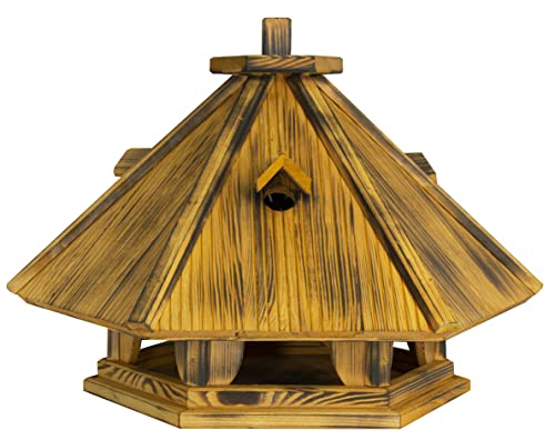 Vogelhaus zum Aufhängen - Vogelfutterhaus ohne Ständer - Futterhaus für Vögel - Vogelhäuser aus Holz - robuster Vogelhäuschen für Garten und Balkon - 42x38,5x44 cm von 4IQ Group