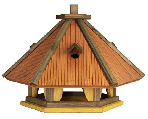 Vogelhaus zum Aufhängen - Vogelfutterhaus ohne Ständer - Futterhaus für Vögel - Vogelhäuser aus Holz - robuster Vogelhäuschen für Garten und Balkon - 42x38,5x44 cm von 4IQ Group