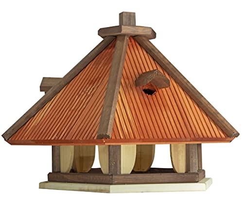 Vogelhaus zum Aufhängen - Vogelfutterhaus ohne Ständer - Futterhaus für Vögel - Vogelhäuser aus Holz - robuster Vogelhäuschen für Garten und Balkon - 42x38x44 cm von 4IQ Group