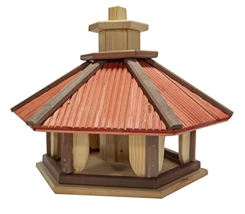 Vogelhaus zum Aufhängen - Vogelfutterhaus ohne Ständer - Futterhaus für Vögel - Vogelhäuser aus Holz - robuster Vogelhäuschen für Garten und Balkon - 42x43,5x37,5 cm von 4IQ Group