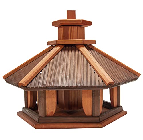 Vogelhaus zum Aufhängen - Vogelfutterhaus ohne Ständer - Futterhaus für Vögel - Vogelhäuser aus Holz - robuster Vogelhäuschen für Garten und Balkon - 42x43,5x38 cm von 4IQ Group