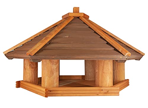 Vogelhaus zum Aufhängen - Vogelfutterhaus ohne Ständer - Futterhaus für Vögel - Vogelhäuser aus Holz - robuster Vogelhäuschen für Garten und Balkon - 43x60,5x54,5 cm von 4IQ Group