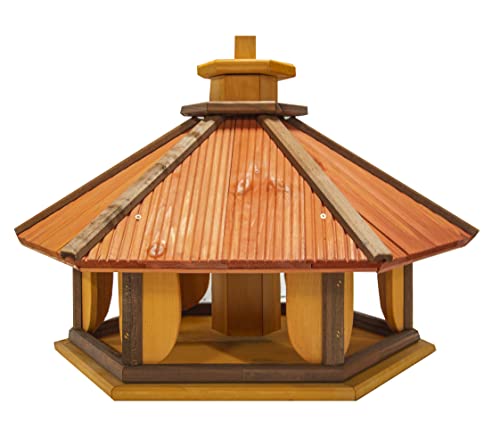 Vogelhaus zum Aufhängen - Vogelfutterhaus ohne Ständer - Futterhaus für Vögel - Vogelhäuser aus Holz - robuster Vogelhäuschen für Garten und Balkon - 47x58x50,5 cm von 4IQ Group