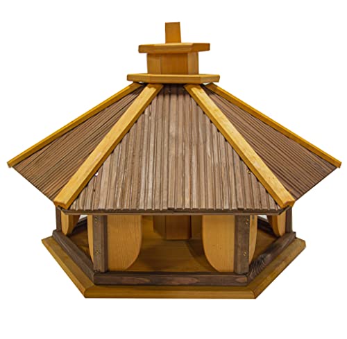 Vogelhaus zum Aufhängen - Vogelfutterhaus ohne Ständer - Futterhaus für Vögel - Vogelhäuser aus Holz - robuster Vogelhäuschen für Garten und Balkon - 47x58x50,5 cm von 4IQ Group