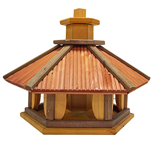 Vogelhaus zum Aufhängen - Vogelfutterhaus ohne Ständer - Futterhaus für Vögel - Vogelhäuser aus Holz - robuster für Garten und Balkon - 42,5x43,5x37,5 cm von 4IQ Group