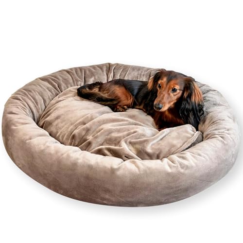 4L Textil Buzzy Hundebett kleine Hunde Hundekörbchen Hundekorb kleine Hunde Hundekissen waschbar Katzenkorb Katzenbett Katzenkörbchen (60x55 cm, Braun) von 4L Textil