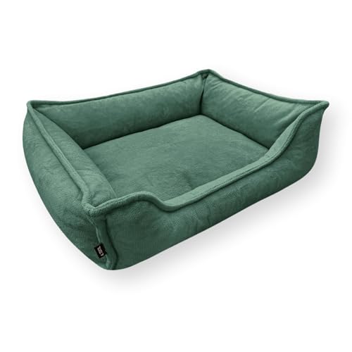 4L Textil IRIS Orthopädisches Hundebett Premium-LINE Hundekorb orthopädisch Kuscheliges Hundebett mit Bezug Memory Foam(80x60 cm, Grün) von 4L Textil