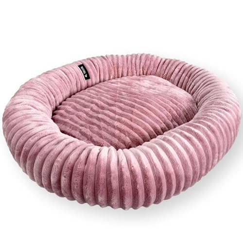 4L Textil Luna Kuscheliges Hundebett kleine Hunde Katzenkörbchen flauschig Hundekörbchen kleine Hunde Hundekorb für Welpen Hundekissen Katzen Sofa waschbar(60x55 cm, Rosa) von 4L Textil