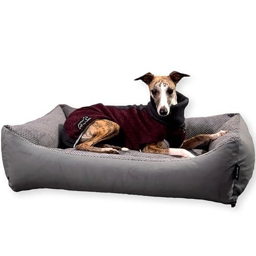 4L Textil Teo Katzenbett flauschig Katzenkörbchen Katzensofa Kuscheliges Hundebett kleine Hunde Katzenkorb waschbar Hundekorb für Welpen Graphit (60x40 cm, Dunkelgrau) von 4L Textil