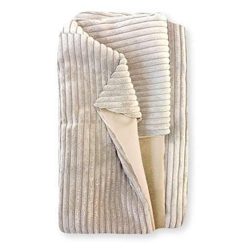 4L Textil Molly Kuscheliges Cord Hundebett Beige Hundekorb mittelgroße Hunde Cord Hundekissen flauschig Hundekörbchen Cord Beige (Ersatzbezug(100x80 cm, Beige) von 4L Textil