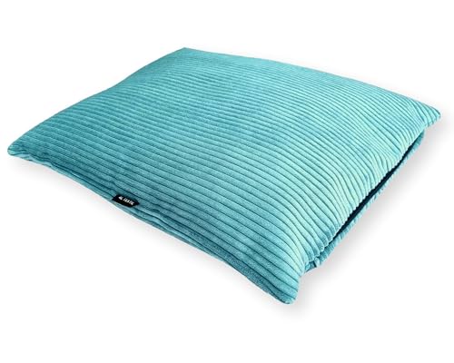 4L Textil ZOE Hundekissen Cord Hundebett Grosse Hunde mit Bezug und Reißverschluss Hundebett aus Cord kuscheliges Hundekissen waschbar (120x100 cm, Petrol(Stripes)) von 4L Textil