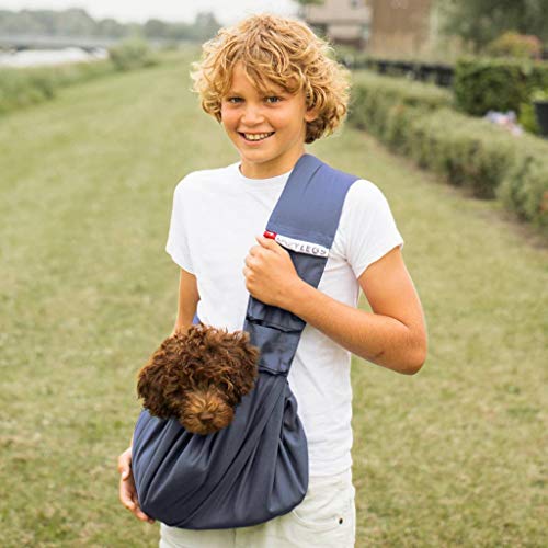 4LazyLegs PET Carrier Pocket Canvas Hundetragebeutel XS, blau von 4LazyLegs