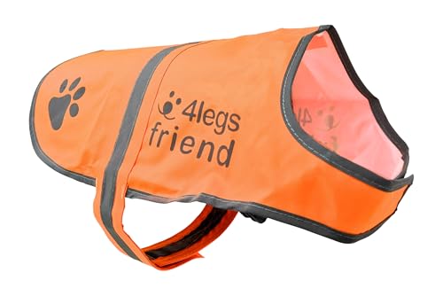 4LegsFriend Hunde Sicherheitsweste (5 Größen, L) - Hohe Sichtbarkeit für Outdoor Aktivitäten Tag und Nacht, Hält den Hund Sichtbar, Sicher vor Autos & Jagtunfällen | Blaze Orange von 4LegsFriend