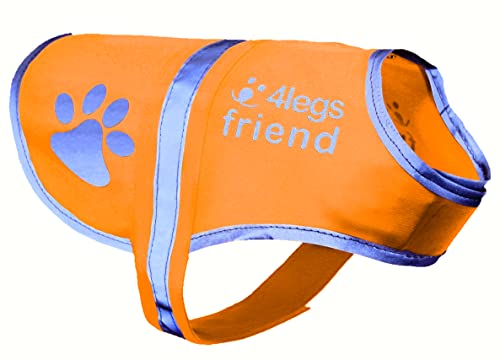 4LegsFriend Hunde Sicherheitsweste (5 Größen, L) - Hohe Sichtbarkeit für Outdoor Aktivitäten Tag und Nacht, Hält den Hund Sichtbar, Sicher vor Autos & Jagtunfällen | Blaze Orange von 4LegsFriend