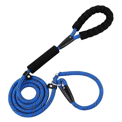 4UPSTER Hundeleine, strapazierfähig, lange Hundeleine für Welpen, kleine, mittelgroße und große Hunde, dunkelblaues Seil – Griff und Halsband, 1,8 m von 4UPSTER