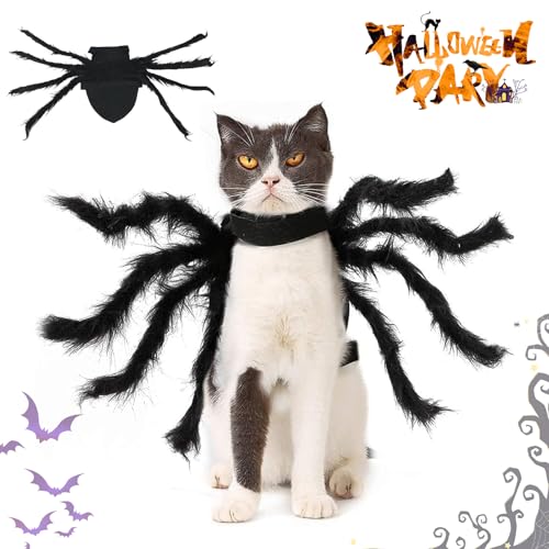 Halloween Spinnenkostüm,Klein mittelgroße Hunde und Katzen Halloween Haustier Kostüm,einstellbar Schwarz Spinnenkostüm für Hunde,Spinne Cosplay Haustier Kostüm für Halloween Horror Dekoration Zubehör von 71Nmly