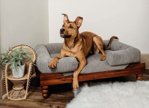 828 Pet Supplies | Großes orthopädisches Hundebett aus Memory-Schaum – Eichel-Stil – erhöhtes Hundebett – geschnitzte Beine – schmutzabweisendes Kissen – luxuriöses Haustiersofa von 828 Pet Supplies