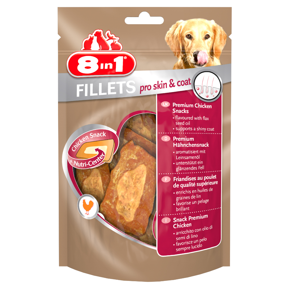 3 + 1 gratis! 4 x 80 g 8in1 Fillets Pro - Skin & Coat von 8in1