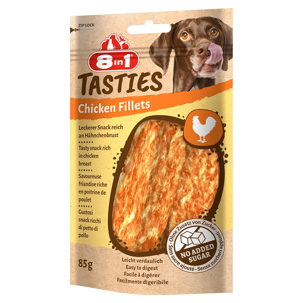 3 + 1 gratis! 4 x 85 g 8in1 Tasties - Hühnerfilets von 8in1