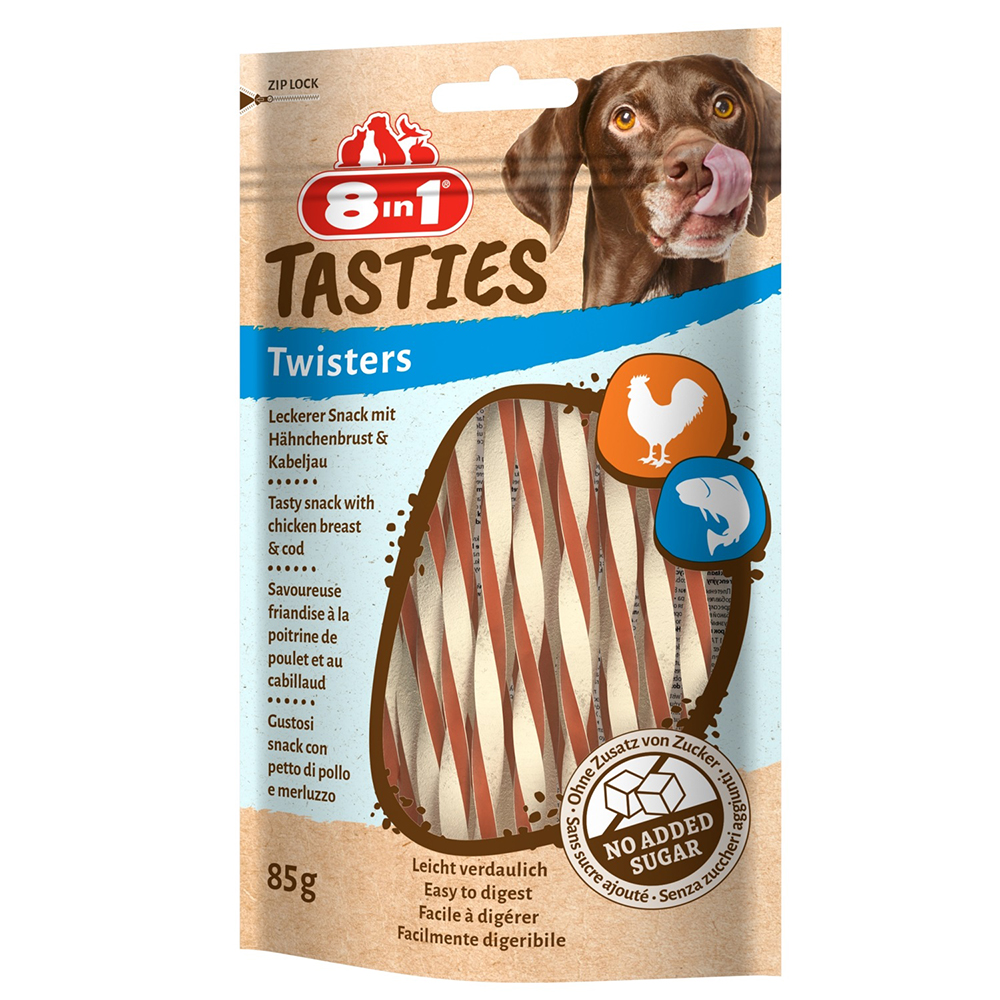 3 + 1 gratis! 4 x 85 g 8in1 Tasties -  Huhn Twisters von 8in1