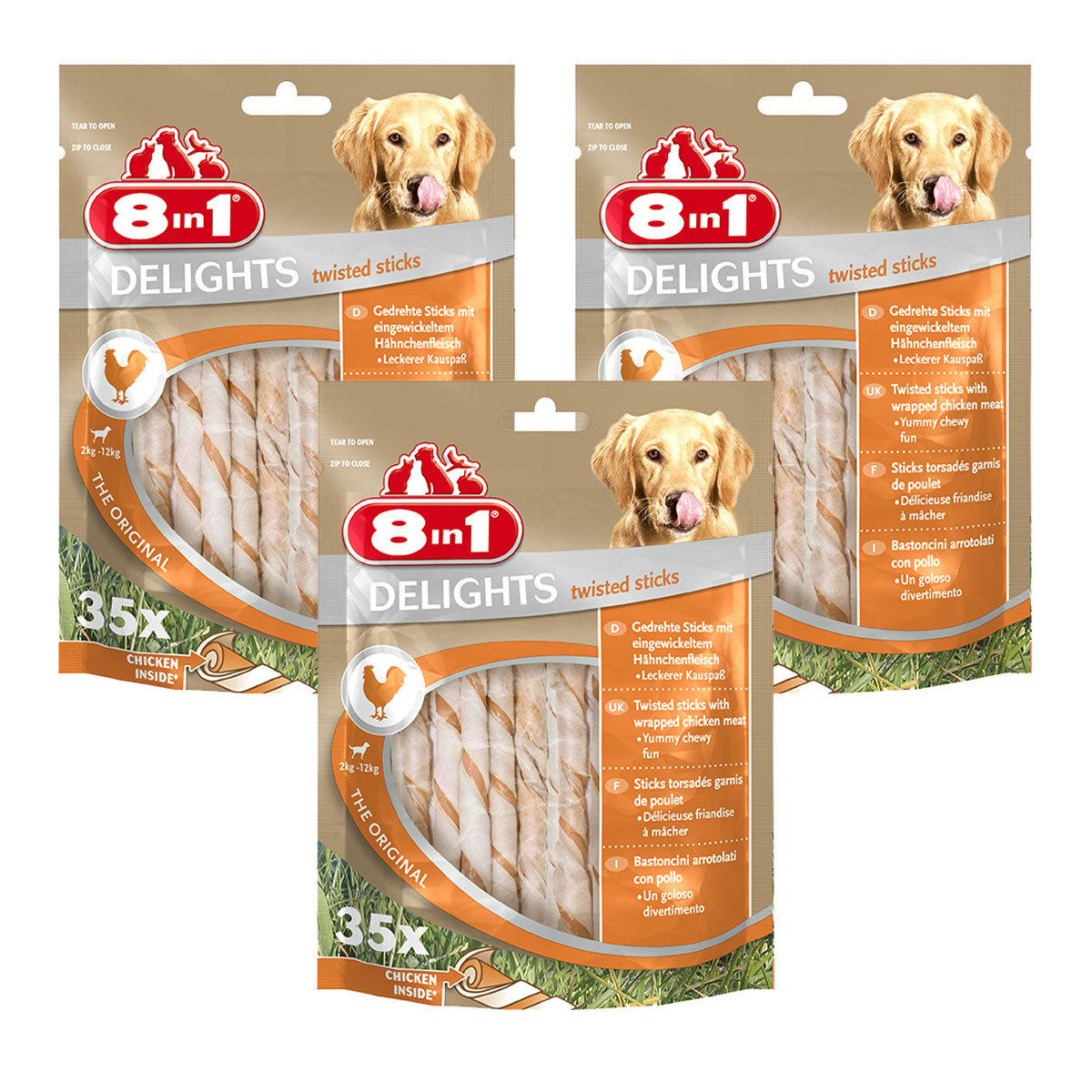 8in1 Hundesnack Delights Chicken Twisted Sticks 105 Stück von 8in1