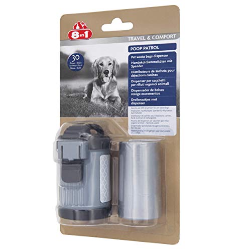 8in1 Poop Patrol Dispenser & Sammeltüten (Hundekotbeutel mit praktischem Spender) 1 Paket mit 1 Spender und 2 Rollen (2 x 15 Tüten) von 8in1