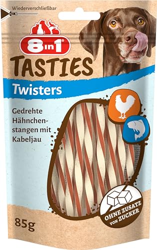 8in1 Tasties Twisters Snack-Stangen - glutenfreie Leckerlis mit Kabeljau & Hähnchenbrust, 85 g von 8in1