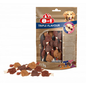 8in1 Triple Flavour Skewers Hundesnacks 3 Packungen von 8in1