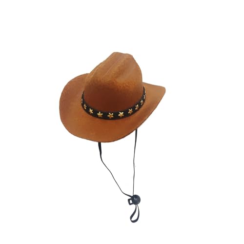 Hut für Hund Cat,Hund Cowboyhut Bandana Schal Hund Katze Cowboy Hut Welpen Hut Hund Katze Kostüm Cosplay Kappe Welpe Haustier Hund Katze Urlaub Haustier Party Dekoration Kostüm Zubehör (Brown, 19cm) von 95sCloud-1