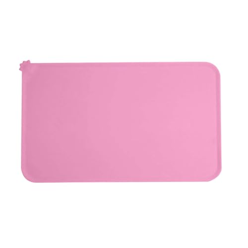 Napfunterlage Hund Katzen, Futtermatte Katzen zur Vermeidung von Verschüttungen und rutschfeste,BPA-Freie Silikonmatte mit Rand Gummi-Hundenapf Unterlage für Futter- und Wassernäpfe (Pink, 48x30cm) von 95sCloud-1