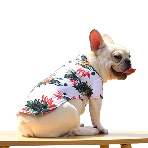 A/R Hawaii-Shirt für Hunde, Welpen, Camping, kurzärmelig, Ananas-Druck, coole Kleidung für kleine, mittelgroße Hunde, Katzen, Haustiere von A/R