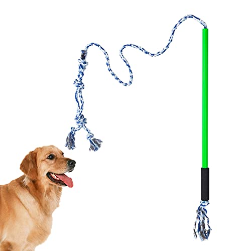 A/R Hund Teaser Zauberstab,Interaktives Welpen-Zauberstab-Seil | Seilspielzeug mit flexiblem Seil und rutschfestem Griff, Outdoor-Spielzeug zum Ziehen, Jagen, Kauen von A/R