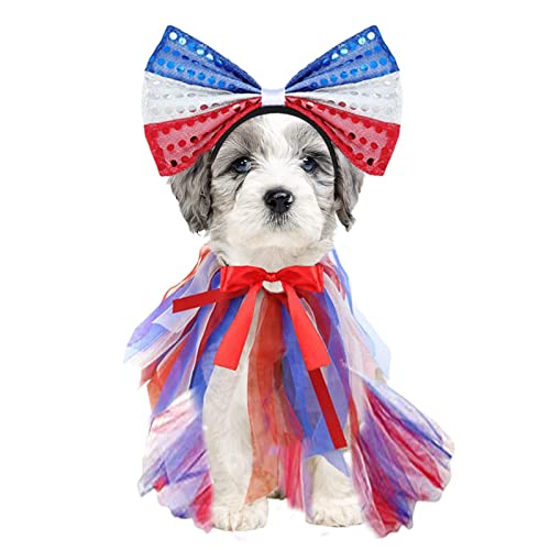 A/R Independence Day Hundekostüm - 4. Juli Pet Outfit Hunde American National Day Party Kit - Kleidung mit amerikanischer Flagge für Welpenhauskatzen am Veterans Day, Memorial Day, Halloween von A/R