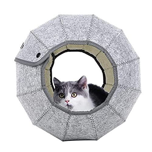 A/R Shell-Katzenbett,Kätzchenbett Shell Katzenbett - Katzenspielzeugbälle, Katzentunnel für Katzen im Innenbereich Interaktive Katzenbetthöhle, Faltbare multifunktionale Tunnelröhre für Katzen von A/R